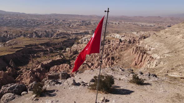 Aerial View Flag Turkey Cappadocia