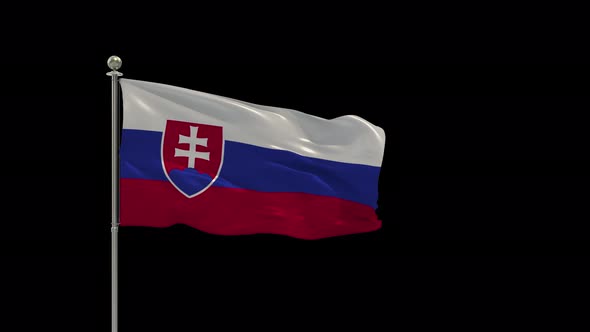 Slovakia Small Flag Pole Looping  Animation Include Alpha Channel