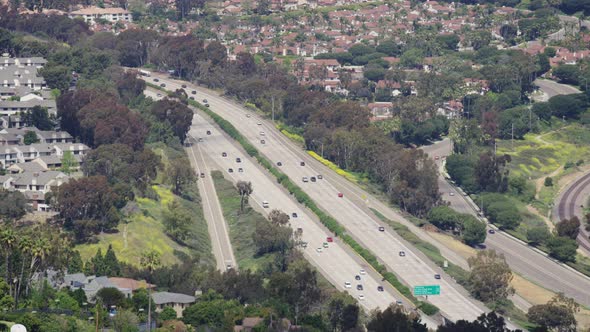 Buildings and a freeway