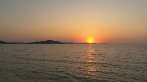 Evening Scene With Sunset On Sea in Lemnos, Greece