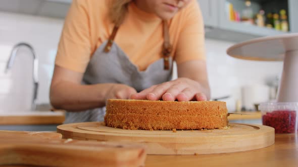 Woman Cooking Food and Baking on Kitchen at Home