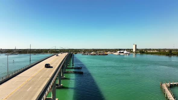 Aerial Video Fort Pierce South Bridge 4k Rising