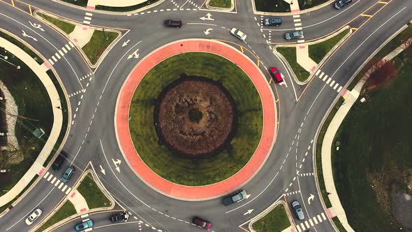Time Lapse Of Traffic Flow In A Roundabout