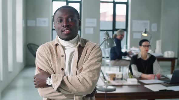 Portrait of Young Afro-American Architect in Office