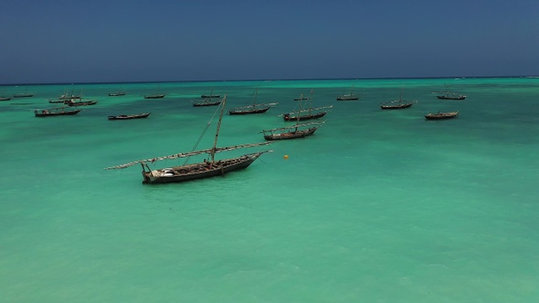 Traditional fishing boats in the Indian Ocean.