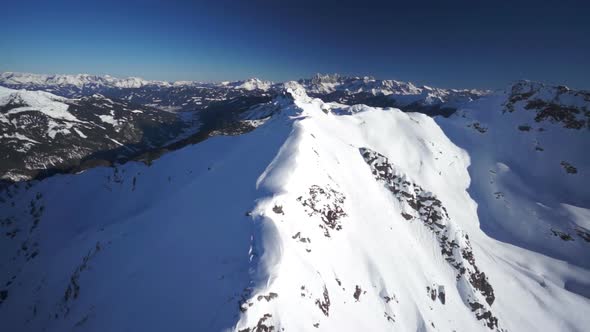 Aerial Mountain Crest and Panorama in Winter