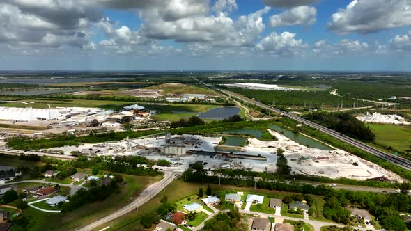 Aerial Drone Video Cemex Factory Plant West Ft Pierce Florida Usa