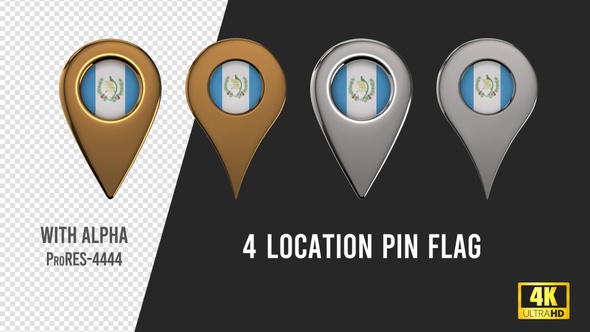 Guatemala Flag Location Pins Silver And Gold