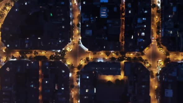 Aerial view of Barcelona square blocks, modern part of the city from above, Spain