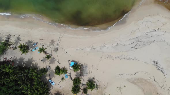 Small Boats on the Beach Colorful Water Dominican Republic Top View