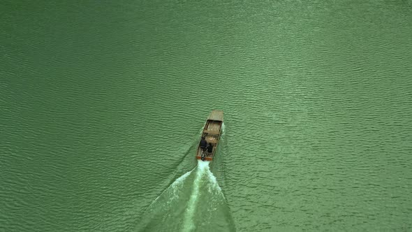 Boat Cruising on Zapadna Morava River in Ovcar Kablar Canyon, next to city of Cacak, Serbia 1