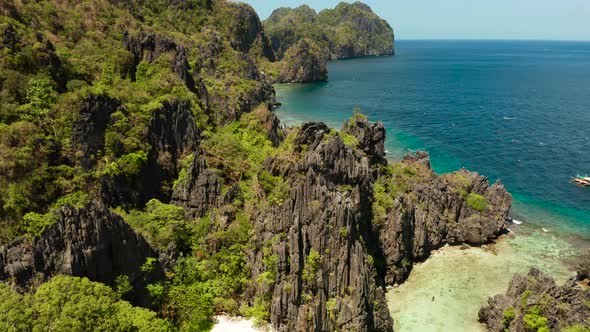 Tropical Seawater Lagoon and Beach Philippines El Nido