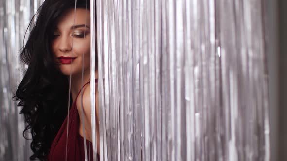 Celebrating Woman in Red Dress