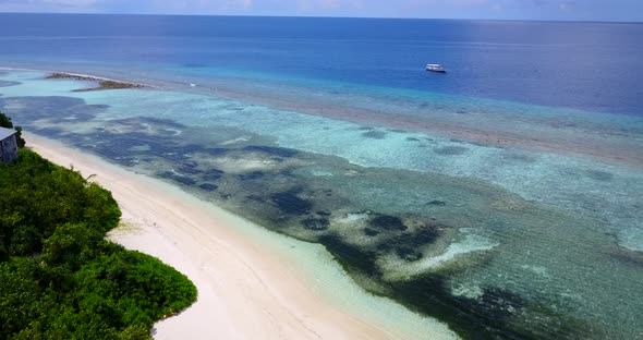 Beautiful aerial abstract view of a sunshine white sandy paradise beach and turquoise sea background