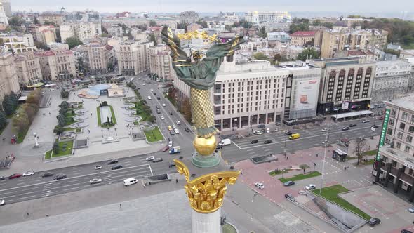 Kyiv, Ukraine in Autumn : Independence Square, Maidan. Aerial View