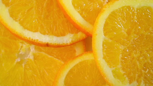 Oranges  Rotation On a White Background