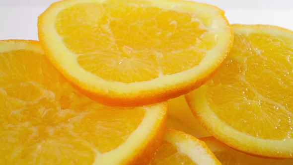 Oranges  Rotation On a White Background