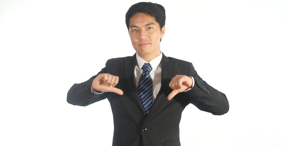 Asian Businessman Showing Thumb Down Sign