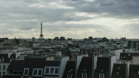 Dull Cloudy Day Over Paris
