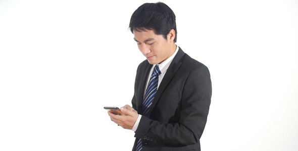Asian Business Men Using Smartphone