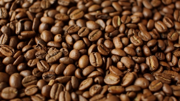 Rotation Of Aromatic Roasted Coffee Beans