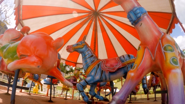 Colorful Riding Toys On Merry-Go-Round