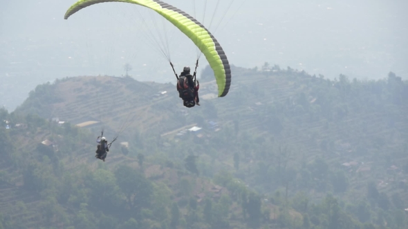 Paraglider Takeoff And Climb