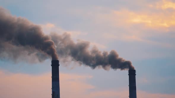 Air pollution in smoke from pipes of metallurgy plant