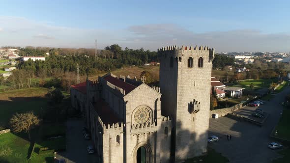 Fly Above Monastery of Leça do Balio, Portugal