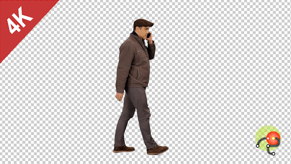 Walking Man Using A Smartphone