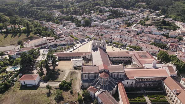 Alcobaca Monastery, Catholic monastic complex and UNESCO's World Heritage Site, aerial view