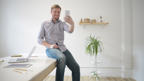 Man Posing for Taking Selfie