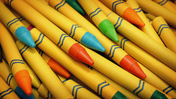 Colorful Wax Crayons Rotating