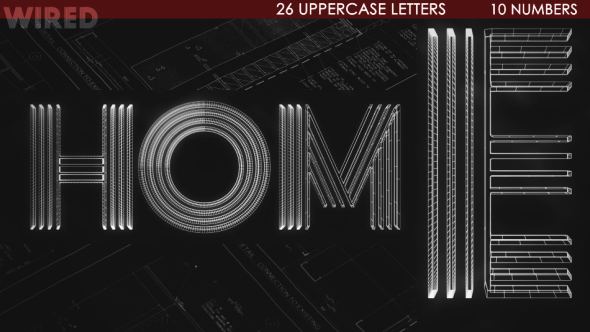 3D Wired Architectural Font