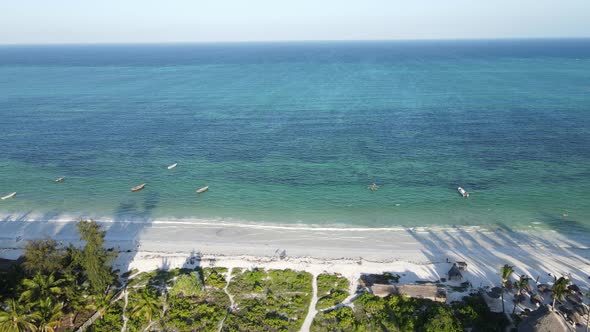 Aerial View of the Indian Ocean Near the Shore of the Island of Zanzibar Tanzania Slow Motion