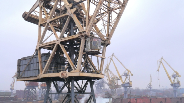 Crane Moves In Cargo Port