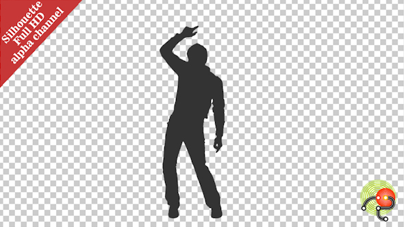 Full Length Silhouette of Dancing Man on a Transparent Background