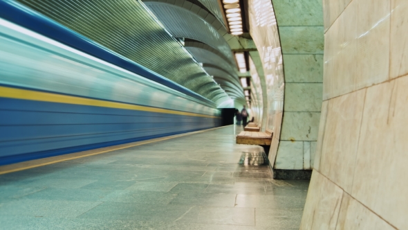 Trains Arrive At The Subway Station