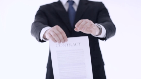 Businessman Breaking Contract Document 10