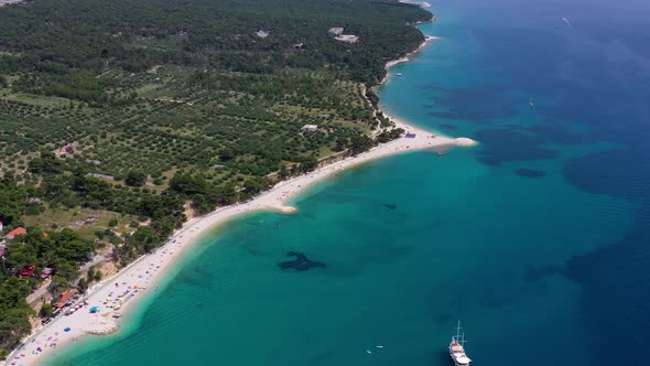 Makarska riviera, Croatia. Aerial view on the town and sea.