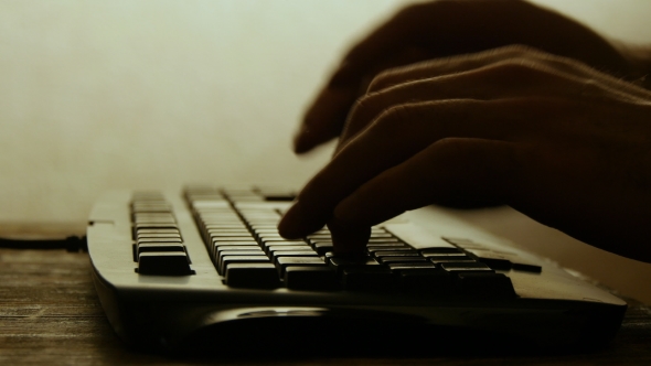 Typing On Computer Keyboard Silhouette 