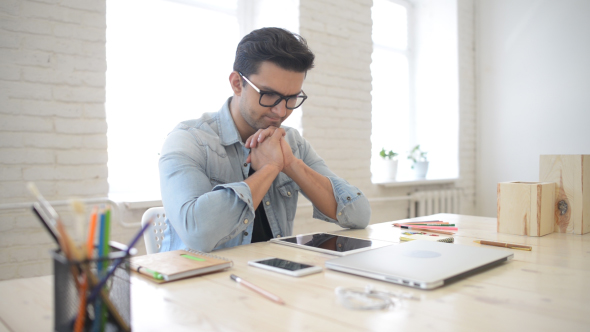 Stressed and Tense Man at Work