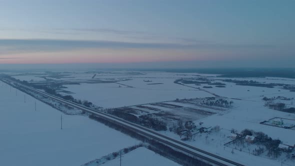 Winter Field And Road