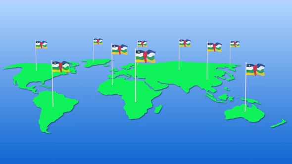 Flag Of Central African Republic Around The World Flying Wave Animation