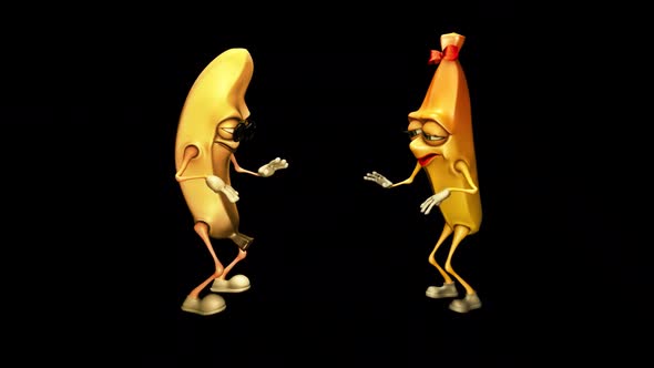 mr. Banan and ms. Banana - Looped Dance with Alpha Channel and Shadow