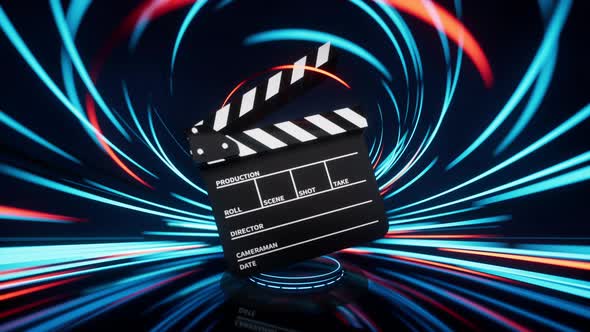 Clapper board with spin lines effect