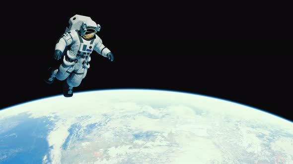 Astronaut in Outer Space Over the Planet Earth