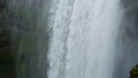 The Famous Skogarfoss Waterfall In The South Of Iceland.