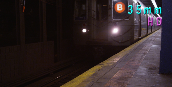 Subway Train Arrives at Platform in Manhattan New York 06