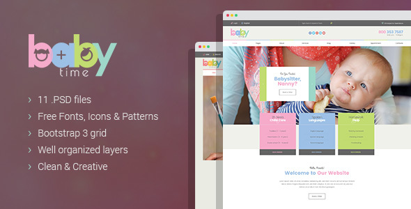 BabyTime - Babysitter and Nurse PSD Template